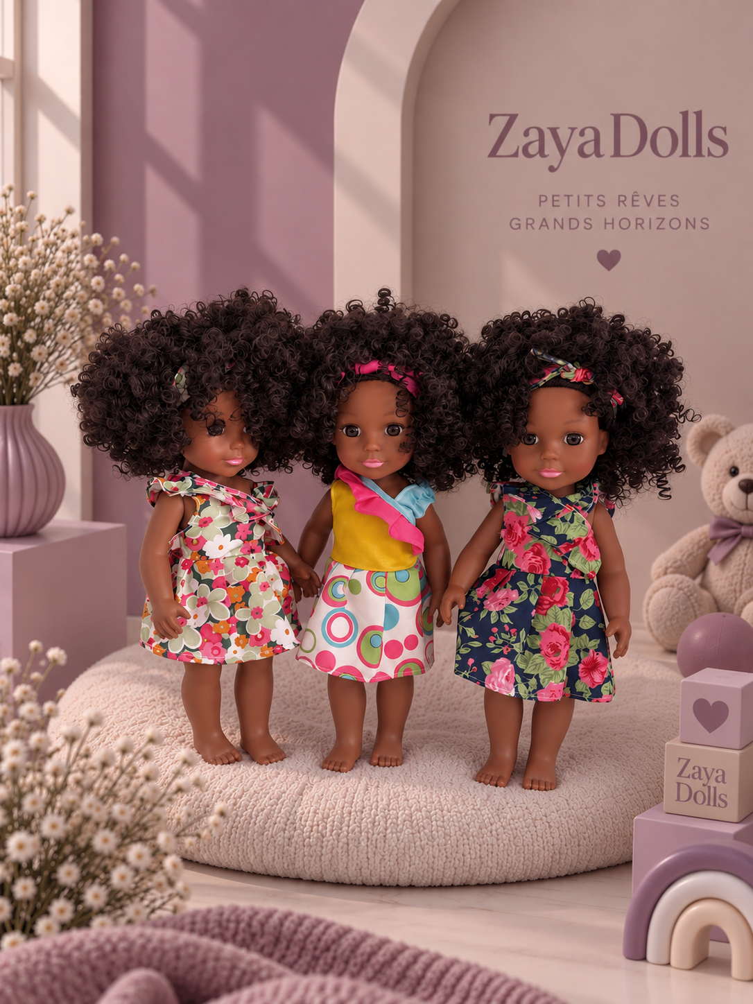 TRIO GRANDES POUPÉES — AÏSHA, ZURI & MALAIKA